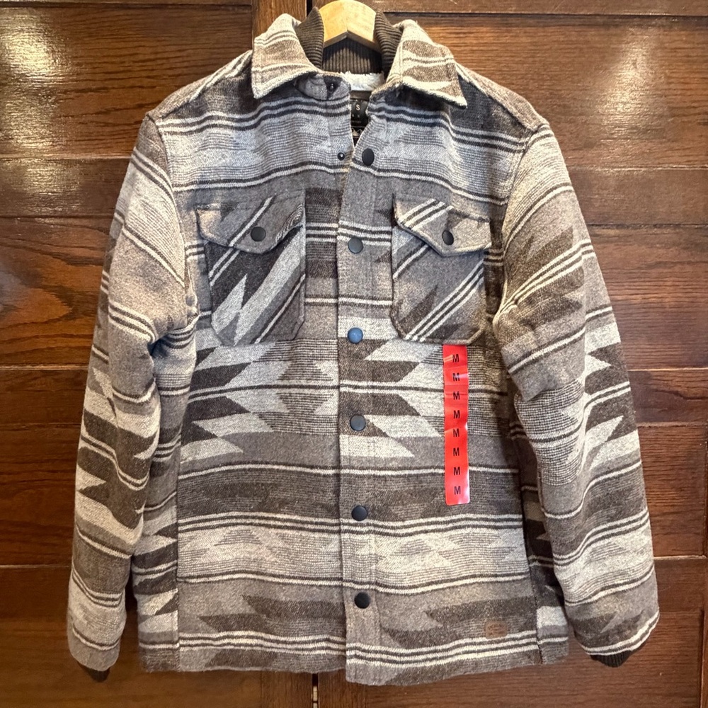 NWT Jachs Men's medium fleece lined wool blend Shirt Jacket shacket barn coat